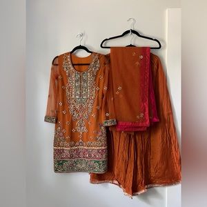 Formal Mehndi Outfit with Palazzo Pants
